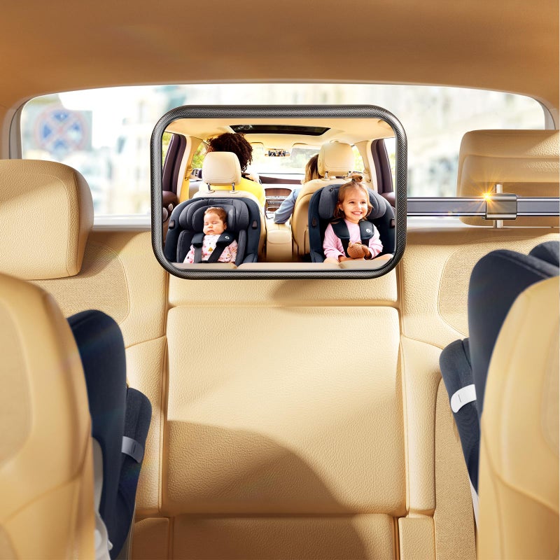 TAZENI Baby Car Mirror  Stretchable 360 Caring Baby Mirror for Car Seat Rear Facing Seat Infant Shatterproof  Baby Essentials for Newborn  Crash Tested and Certified - Image 1